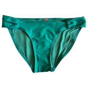 NWT AERIE Size Medium Green Ruched Sides Full Coverage Hipster Bikini Bottoms
